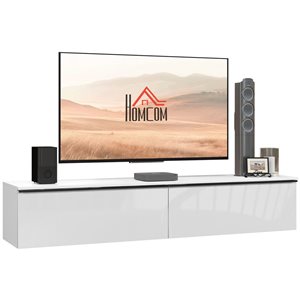 HOMCOM White 12 H x 63-in W Wall Mounted TV Stand w/ 2 Flip Doors