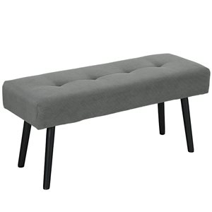 HOMCOM Grey Modern 39-in L Indoor Bench w/ Padded Seat and Steel Legs