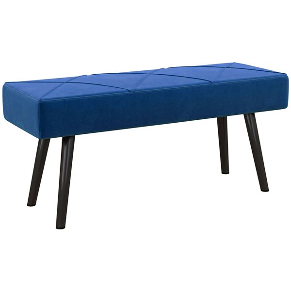 HOMCOM Dark Blue Modern 39-in L Upholstered End of Bed Indoor Bench