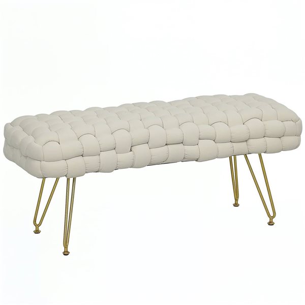 Banc de lit en cuir synthétique noir moderne rembourré pour chambre à coucher, salon, chambre à coucher, salle à manger, sièges de fenêtre et bancs (120 x 45 x 42 cm
