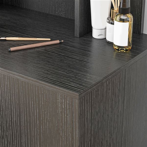 HOMCOM 40.9-in W Black Engineered Wood 2-Drawer 1-Door Lighted Dressing Table w/ Mirror and Stool