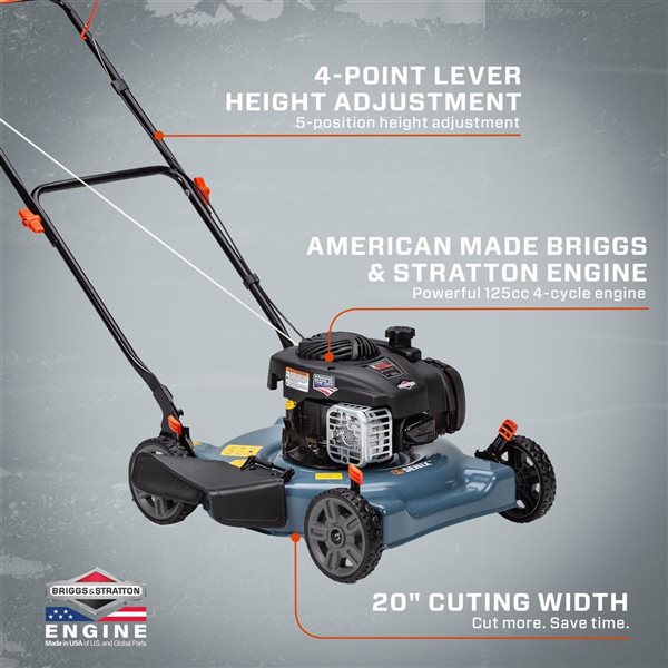 SENIX E450 20-in 125 cc Gas Push Mower w/ Adjusters