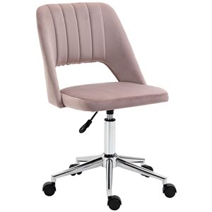Chaise de bureau ergonomique et pivotante Vinsetto rose sans accoudoirs avec 5 roulettes