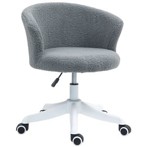 Chaise de bureau ergonomique et pivotante Vinsetto grise touffue à hauteur réglable sans accoudoirs