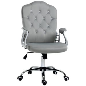 Chaise de bureau ergonomique et pivotante Vinsetto grise avec fonction d'inclinaison et hauteur réglable