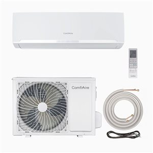 ComfiAire Mini-Split 12000-BTU 220 V White Single Zone Wall Air Conditioner Heat Pump w/ 25-ft Pipes Set