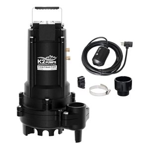 Pompe de vidange submersible Contractor Series K2 PUMPS 1/2 HP 115 V thermoplastique et interrupteur flotteur à bascule