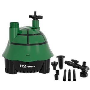 Pompe submersible pour cascade et fontaine K2 PUMPS 1/4 HP 115 V en thermoplastique