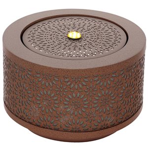 Outsunny 15.7 dia x 9.8-in H Brown Galvanized Steel LED Lighted Waterfall Garden Fountain