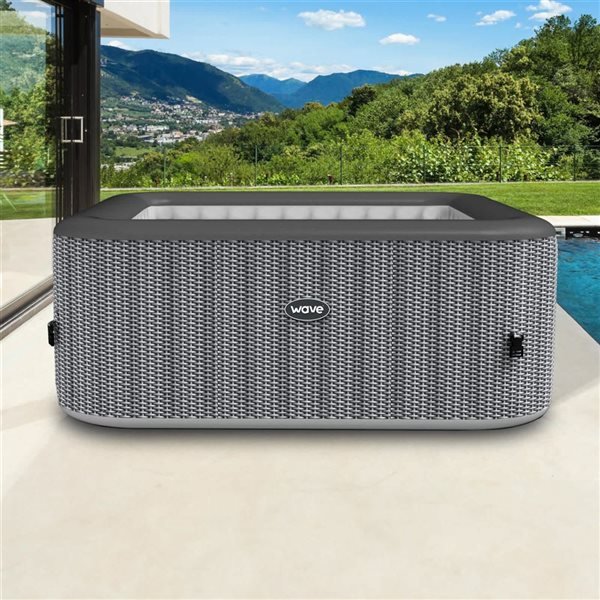 Wave PACIFIC 6-Person 130-Jet Square Grey Rattan All Integrated