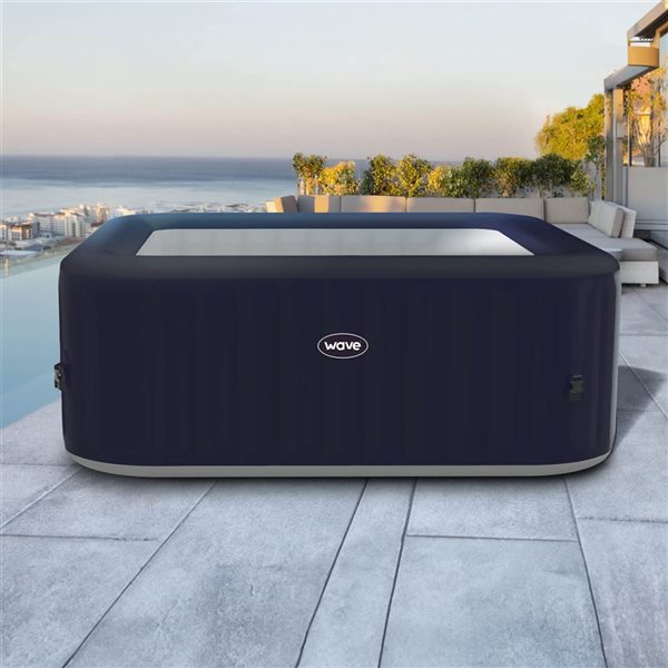 Wave PACIFIC 6-Person 130-Jet Square Grey Rattan All Integrated