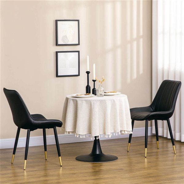HOMCOM Set of 2 Black Faux Leather Upholstered Dining Chairs