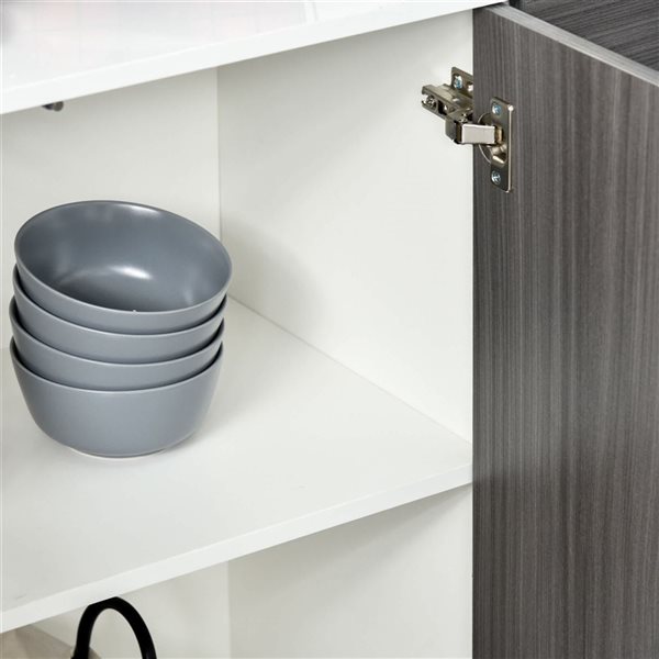 HOMCOM 46-in W Grey Particleboard Freestanding Sideboard w/ Push-Open Drawers