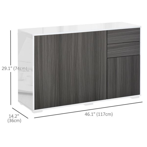 HOMCOM 46-in W Grey Particleboard Freestanding Sideboard w/ Push-Open Drawers