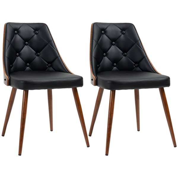 HOMCOM Set of 2 Black Modern Faux Leather Upholstered Dining