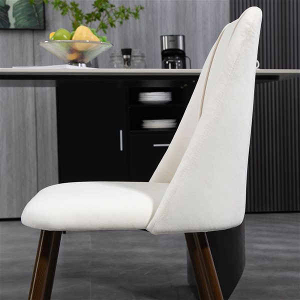 HOMCOM Set of 4 Cream White Velvet Upholstered Dining Chairs