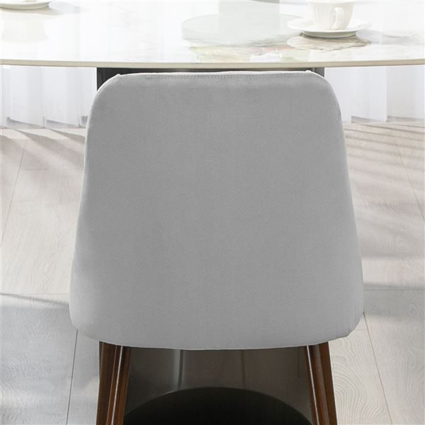 HOMCOM Set of 6 Grey Velvet Upholstered Dining Chairs