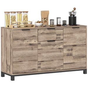 HOMCOM 47-in W Brown Wood Grain Particleboard Freestanding Industrial Sideboard w/ Storage