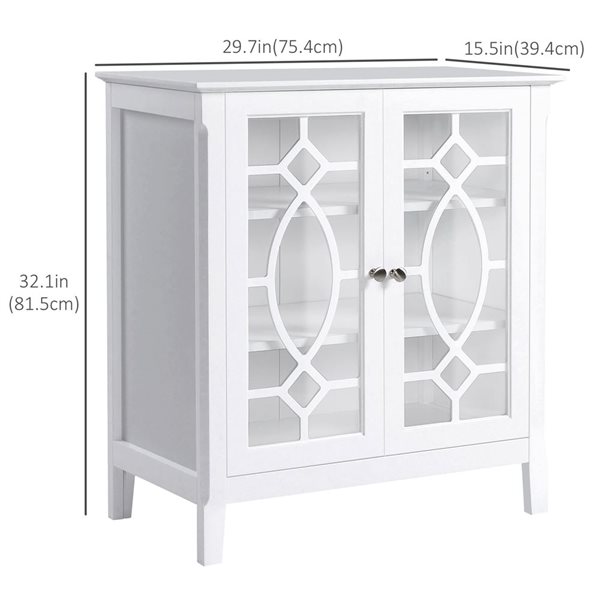 HOMCOM 30-in W MDF Freestanding Sideboard Display Cabinet w/ 2 Glass Doors and Adjustable Shelves