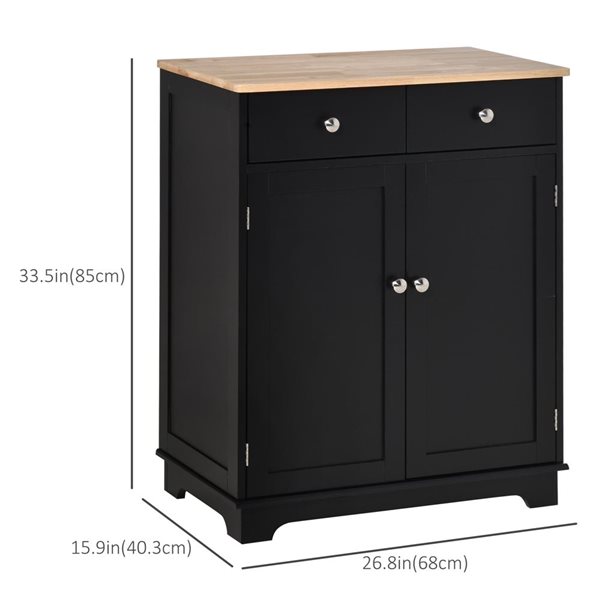 HOMCOM 27-in W MDF Freestanding Kitchen Storage Cabinet w/ 2 Drawers