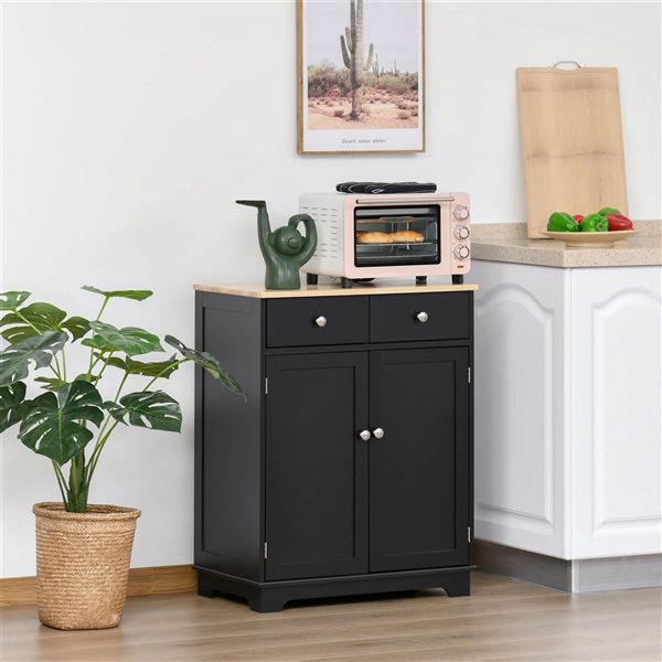 HOMCOM 27-in W MDF Freestanding Kitchen Storage Cabinet w/ 2 Drawers