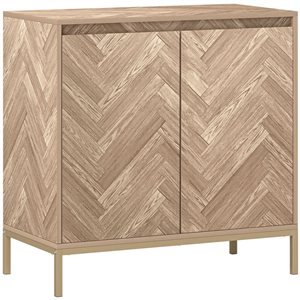 HOMCOM 31-in W Oak Particleboard Freestanding Sideboard w/ Adjustable Shelf