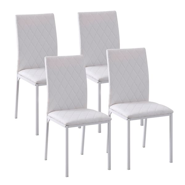 HOMCOM Set of 4 White Faux Leather Upholstered Dining Chairs