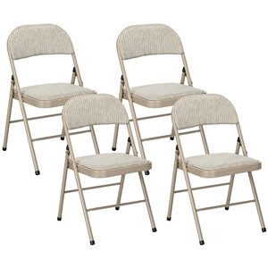 Chaise pliante en métal HOMCOM en lin beige rembourrées