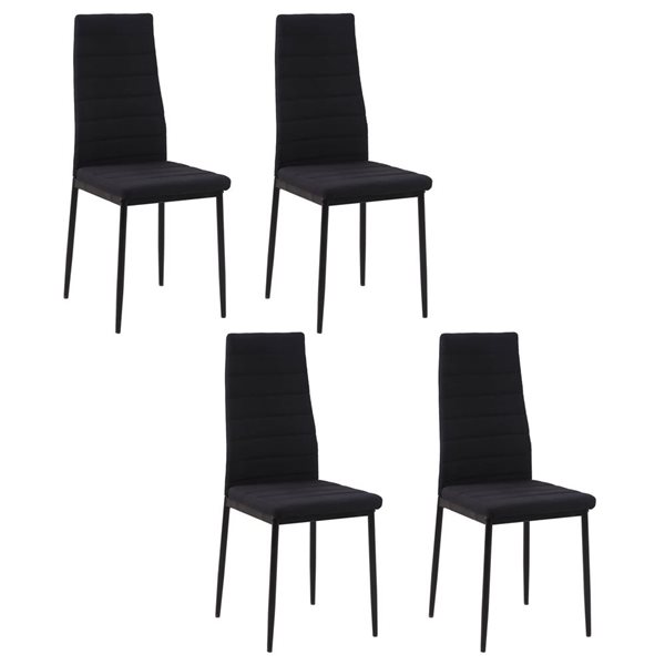 HOMCOM Set of 4 Black Linen Upholstered Dining Chairs