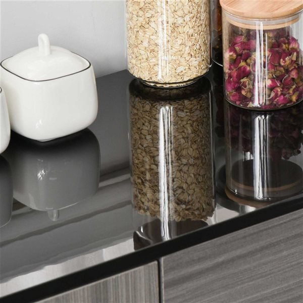 HOMCOM 31-in W Grey Particleboard Freestanding High Gloss Buffet Sideboard w/ Drawers