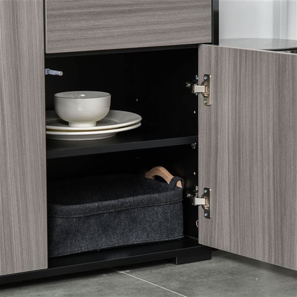 HOMCOM 31-in W Grey Particleboard Freestanding High Gloss Buffet Sideboard w/ Drawers