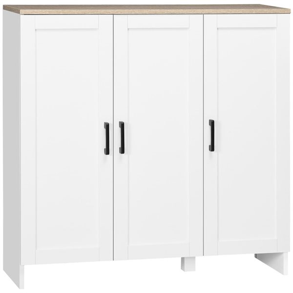 HOMCOM 34.5-in W White Particleboard Freestanding Modern Sideboard w/ Adjustable Shelves