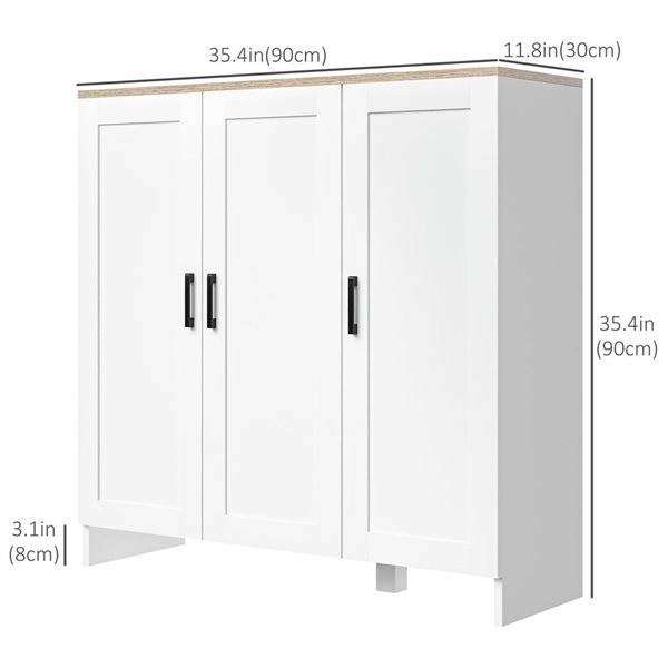 HOMCOM 34.5-in W White Particleboard Freestanding Modern Sideboard w/ Adjustable Shelves