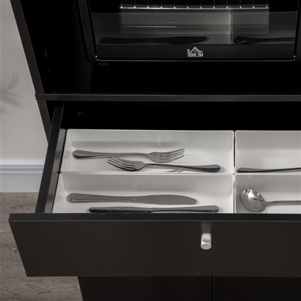 HOMCOM Black 47 H x 16-in W Kitchen Storage Cabinet w/ Microwave Space