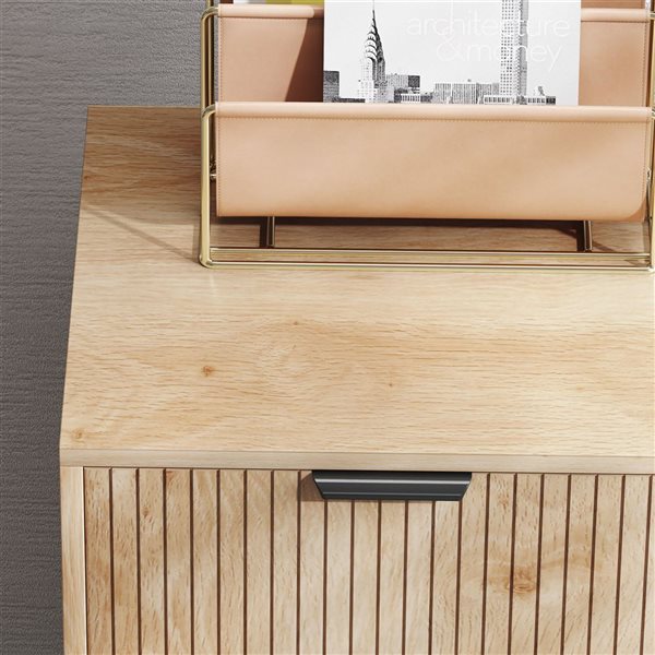 HOMCOM 31-in W Oak Particleboard Freestanding Storage Cabinet w/ Adjustable Shelf