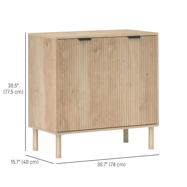 HOMCOM 31-in W Oak Particleboard Freestanding Storage Cabinet w/ Adjustable Shelf