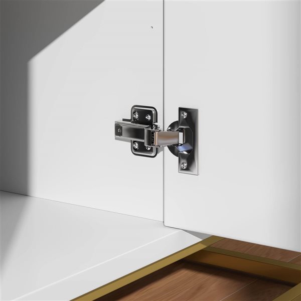 HOMCOM 47-in W White MDF Freestanding 3-Door Storage Cabinet