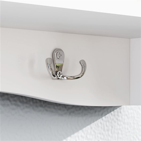 HOMCOM White MDF Wall-Mounted Coat Rack w/ 4 Comparments and 5 Hooks