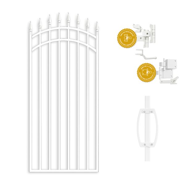 Nuvo Iron Tiger Eye 33 W x 68-in H White Galvanized Steel Self-Closing Fence Gate