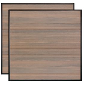 Slipfence 6-ft H Mahogany Composite/Black Aluminum Horizontal Fence Panel Kit - 2/Pk