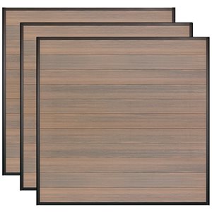 Slipfence 6-ft H Mahogany Composite/Black Aluminum Horizontal Fence Panel Kit - 3/Pk