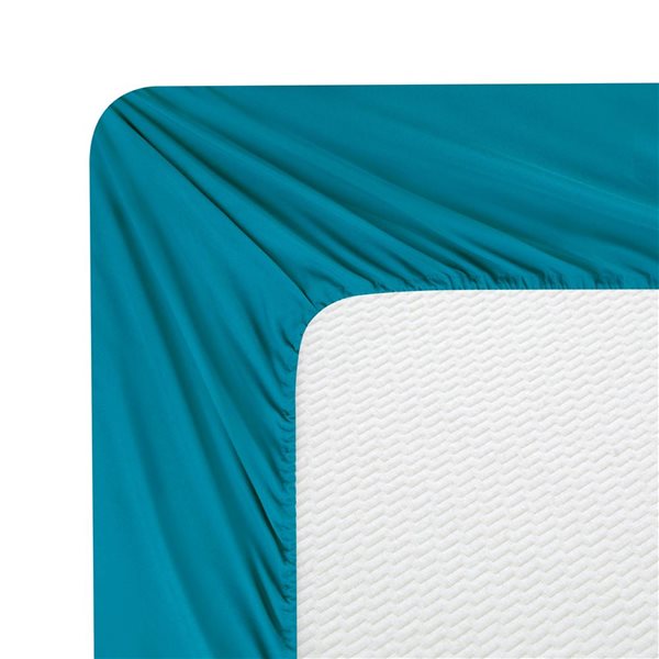 Marina Decoration 3-Piece 600-Thread Cotton/Polyester Twin Bed Sheet Set - Solid Teal