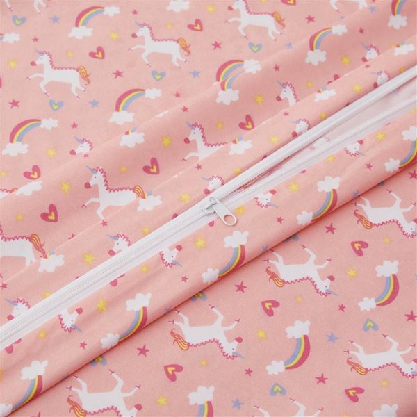 Marina Decoration 4-Piece Pink Queen Kids Unicorn Print Cotton Blend Bedding Set