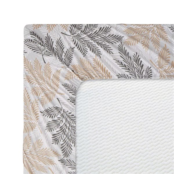 Marina Decoration 6-Piece Bamboo/Polyester Full Bed Sheet Set - Taupe, Grey and White Leaf Pattern