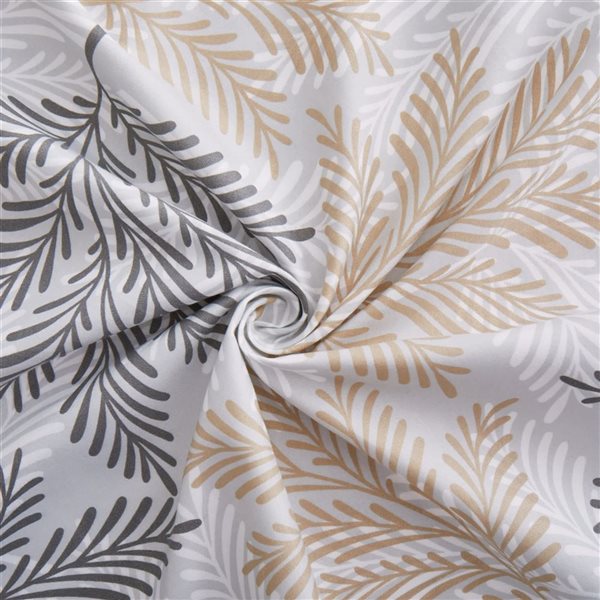 Marina Decoration 6-Piece Bamboo/Polyester Full Bed Sheet Set - Taupe, Grey and White Leaf Pattern