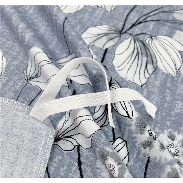 Marina Decoration 3-Piece Blue and Grey Queen Floral Print Duvet Cover Set