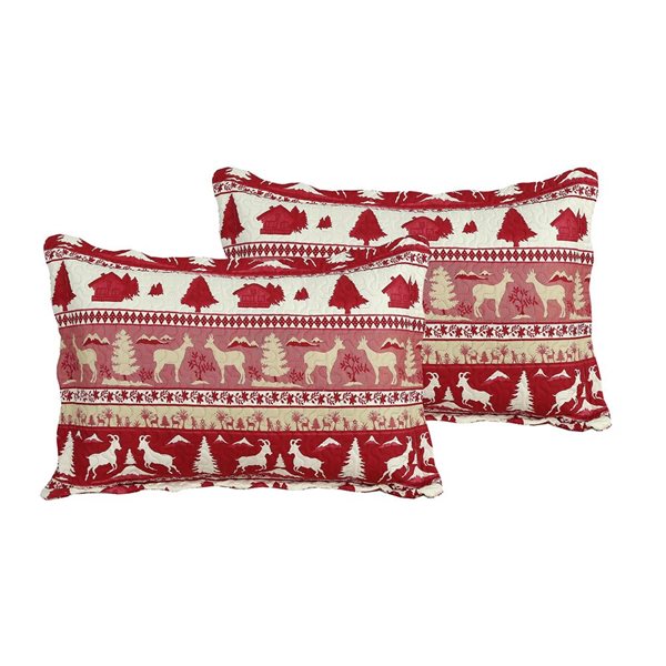 Marina Decoration Cabin Red Goat Pattern Embossed Solid Pinsonic King Bed Soft Quilt Set