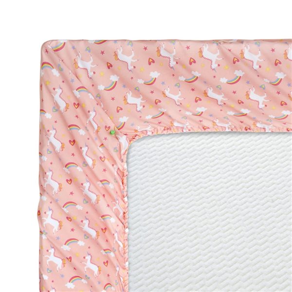 Marina Decoration 4-Piece 600-Thread Cotton/Polyester Full Bed Sheet Set - Pink and White Unicorn Pattern