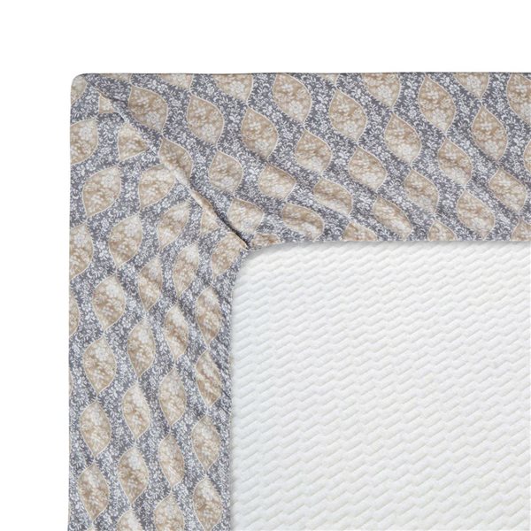 Marina Decoration 4-Piece Bamboo/Polyester Full Twin Sheet Set - Grey and Taupe with White Floral Pattern