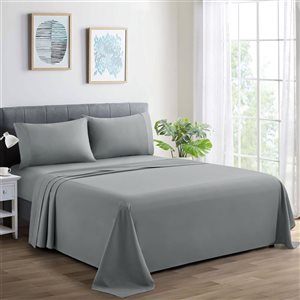Marina Decoration 3-Piece 600-Thread Cotton/Polyester Twin XL Bed Sheet Set - Solid Grey